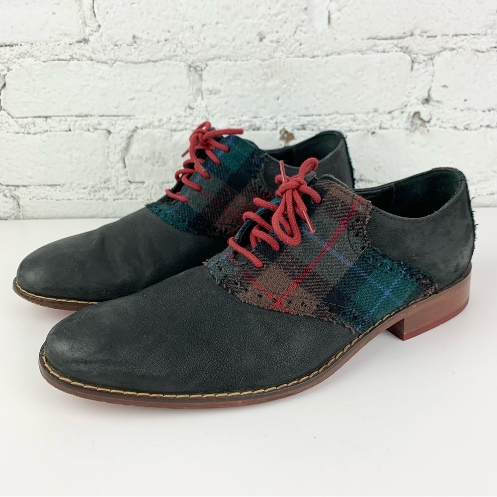 Cole Haan Colton Leather Plaid Wool Flannel Mens Oxford Shoes Nike Air 10